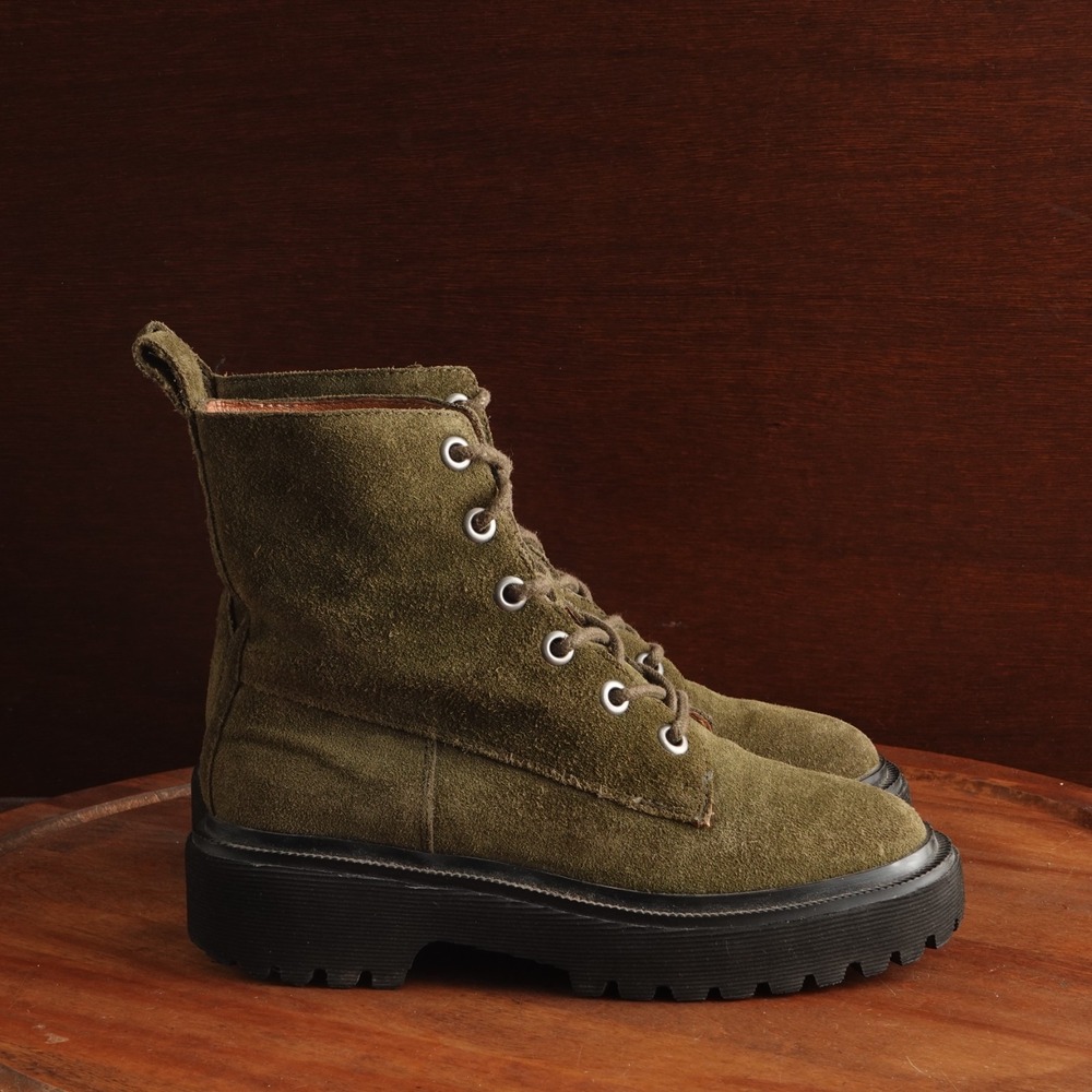 Madewell Boots Womens SZ 5 Green The Rayna Combat Lugsole Academia Grunge Chunky